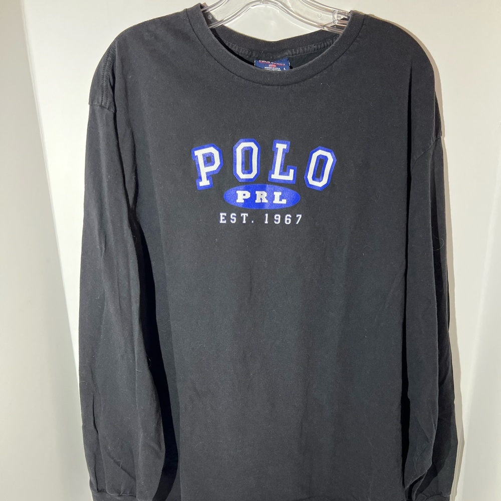 Vintage polo sport spell out long sleeve shirt, size large